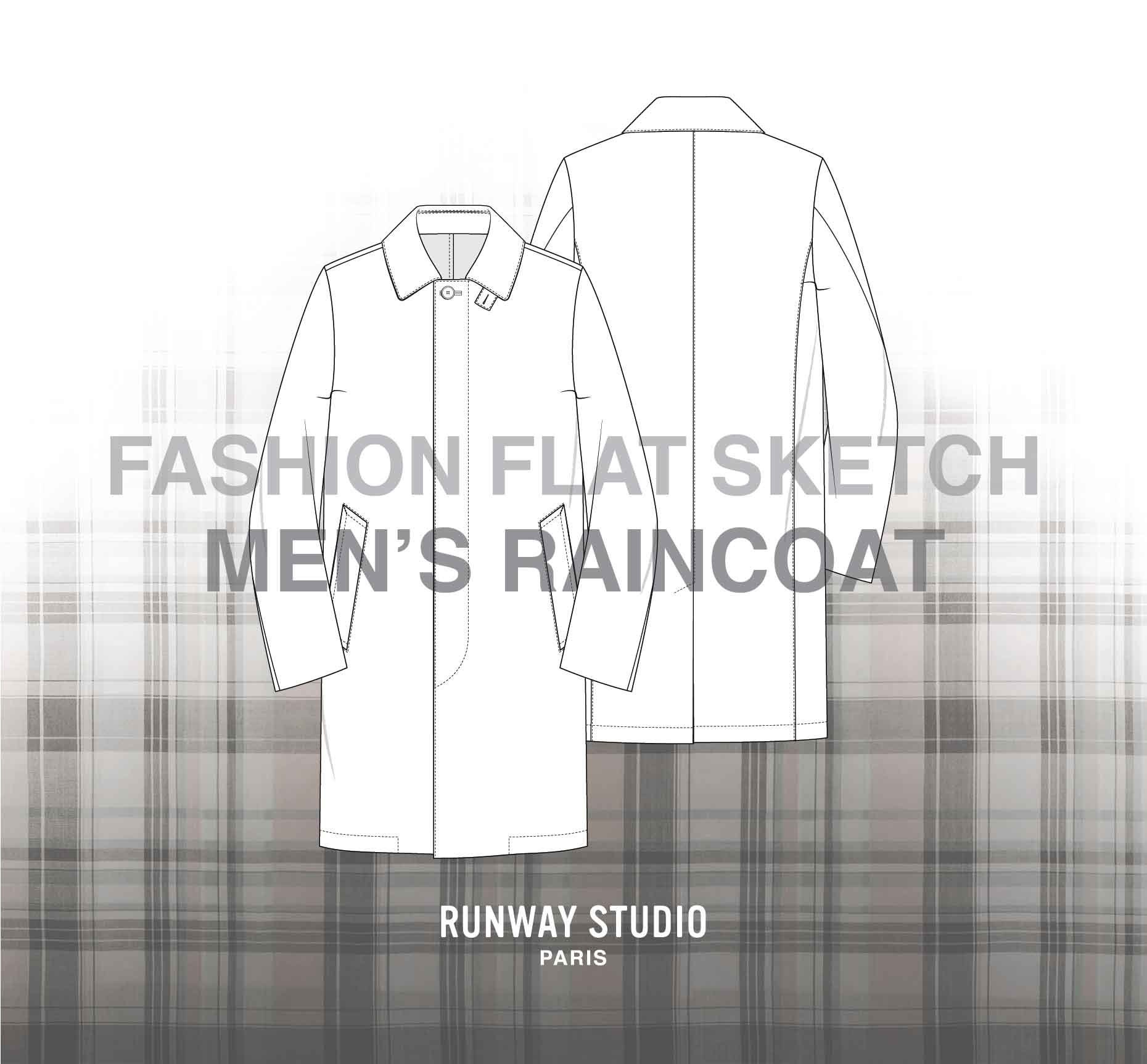 MEN'S RAINCOAT Fashion Vector Sketch Fashion Flat Sketch Etsy 日本