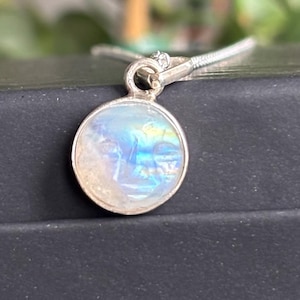 Moon Face Necklace Sterling Silver -Dainty Moonstone Carved Face Pendant- Tiny Round Crystal Face Necklace- 10mm 12mm 20mm 30mm Face Pendant
