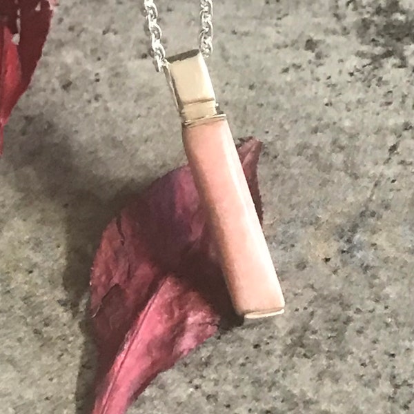 Pink Opal pendant necklace bar natural raw long healing crystals mens women libra October birthstone  stone jewelry gift  for her him mother