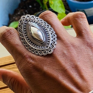 Large Silver Rings- Adjustable Statement Rings - Oversized Vintage rings in Silver- Unique Boho Full Finger Rings For women- Gifts For Her