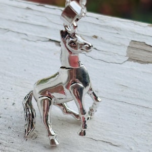 Sterling Silver Horse Pendant, Moving Galloping Horse Jewelry, Handmade Equestrian Necklace, Horse Lover Gift for Men Women,Animal Charm 925