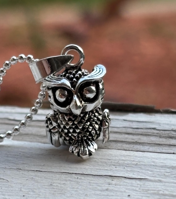 Sterling Silver Owl Pendant Necklace for Men Women – Moving Owl
