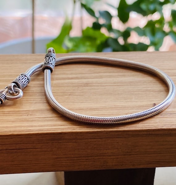Sterling Silver Snake Chain Bracelet for Mens Women Minimal Round