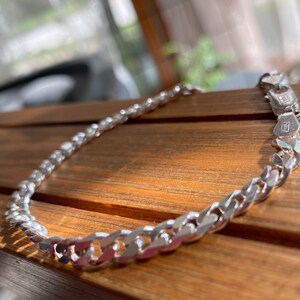 Sterling silver curb chain bracelet heavy solid thick twisted rope chain bracelet Cuban chain biker bracelet for dad men women fathers gift