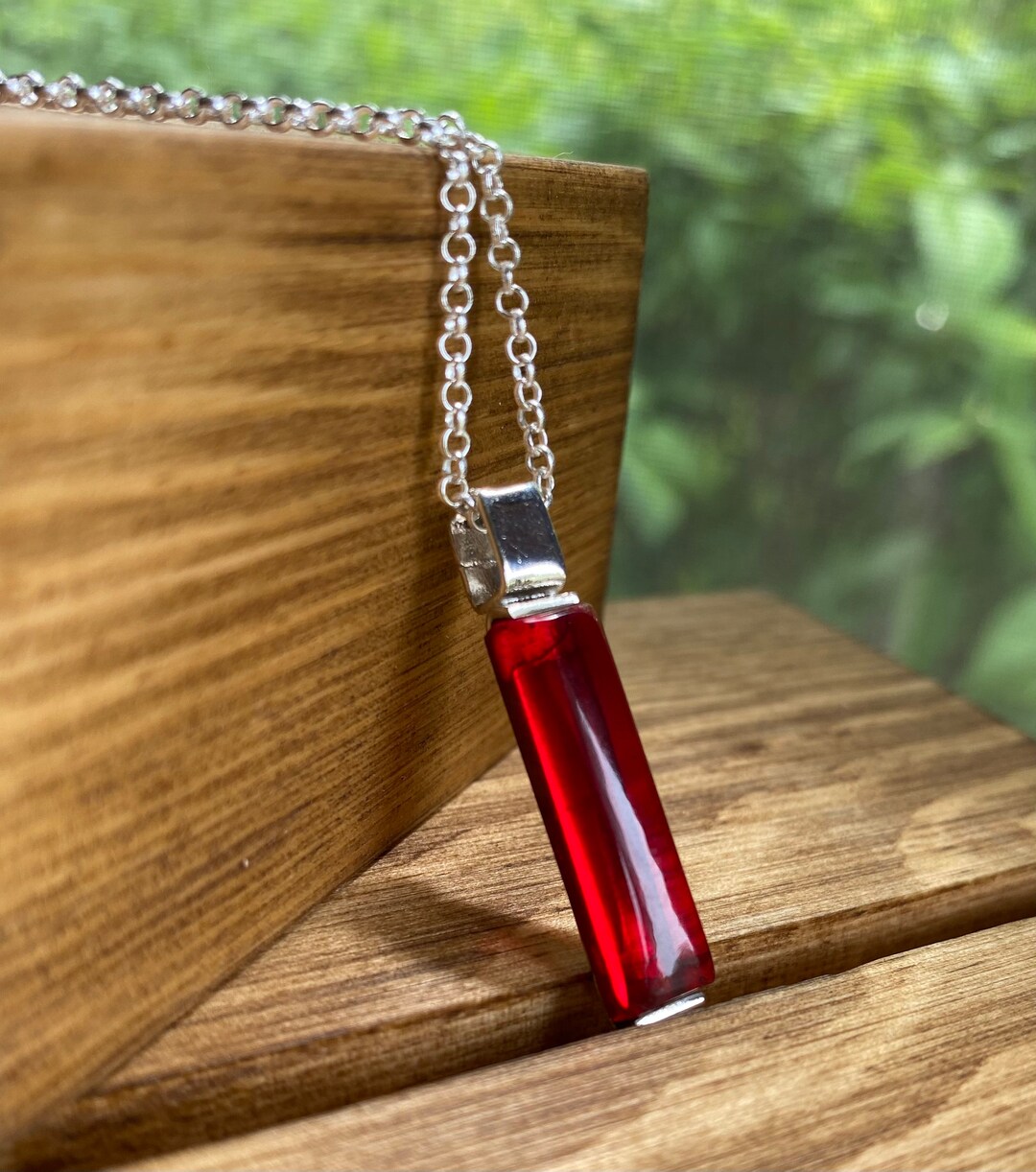 Garnet bar necklace discount