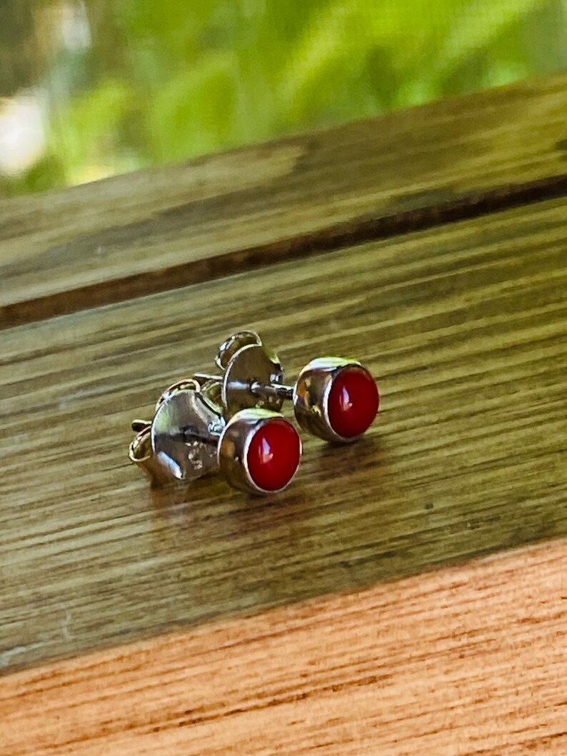 Röd korall hänge halsband och örhängen set 925 sterlingsilver liten ädelsten födelsesten Aires zodiakkristall smycken presenter till henne bild 10