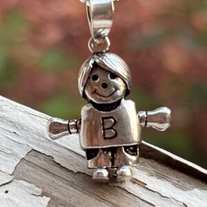 Sterling Silver Baby Boy Pendant – 3D Moving Boy Charm- Newborn Keepsake Necklace – Baby Shower Gift for Mom or Son –Baptism Jewelry Gif