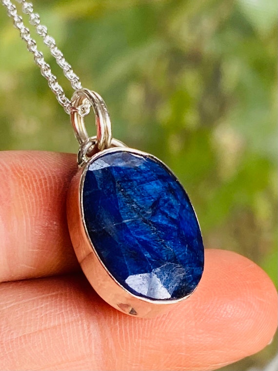 Buy Blue Sapphire Necklace / Sapphire Pendant / White Gold Pendant /  Gemstone Necklace / Unique Gifts for Men / Valentines Gifts for Him Online  in India - Etsy