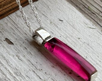 Rosa turmalinhalsband i sterlingsilver med helande kristaller, herr- och kvinnas födelsesten, Vågen, stjärnteckensmycken, present till henne och honom