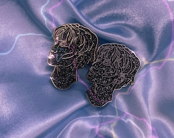 Ateez San Enamel Pin, Black Glitter, Kpop Fan Art