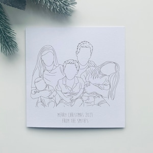 Weihnachtskarte - Personalisierte Linienzeichnung Familie Paar Kartenpaket 2021