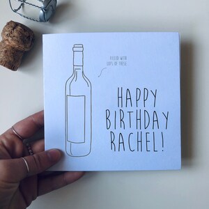 Biglietto di compleanno - Disegni di linea Bottiglia di vino Buon compleanno