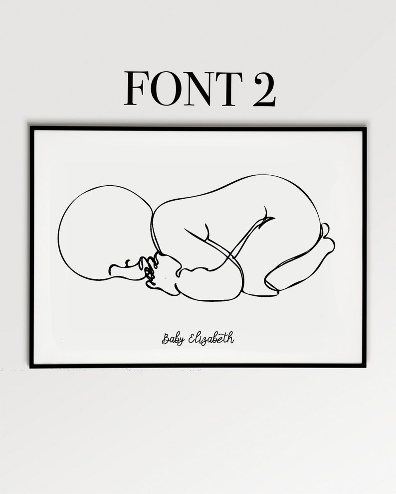 Baby Personalised Line Drawing Custom Wall Art Etsy