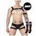 Harness Underwear and Socks Set, Armband, Black, White, Red, Sexy Clubwear, Party Wear, Gay Club, Gay Festival, Thong, Harness, Tube Socks 
