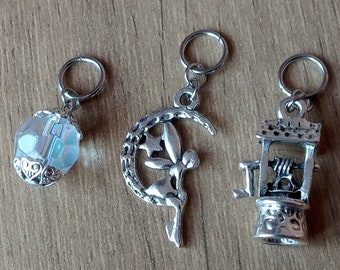 Silver Wishing Hair Charm Set: Moon Fairy, Wishing Well and Falling Star for Dreadlocks and Braids. Unique Universal Gift Handmade in the UK