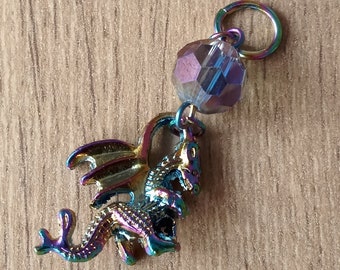 Rainbow Dragon Hair Charm on Ring for Dreadlocks and Braids. Unique Universal Gift Handmade in the UK