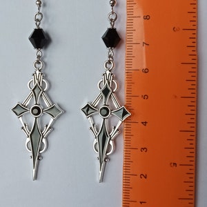Silver Black Cross Earrings Gothic Earrings Crystal Earrings with closures to choose from. Unique Unusual Gift handmade in the UK