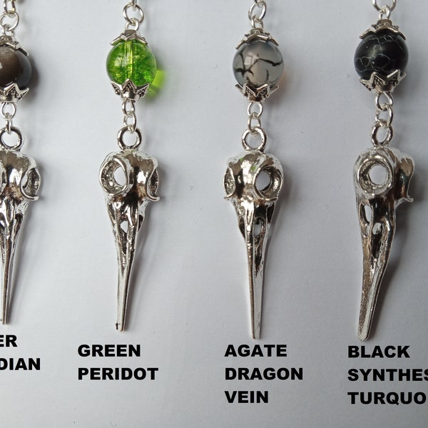 Silver Gothic Raven Skull Earrings with or without Gemstones with closures to choose from. Unique Gothic Gift Handmade in UK