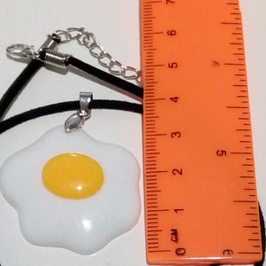 Fried Egg - Funny Novelty Choker on Black Leather Thong or Silver Chain. Unique Funny Easter Gift. Unusual Jewellery Handmade in the UK