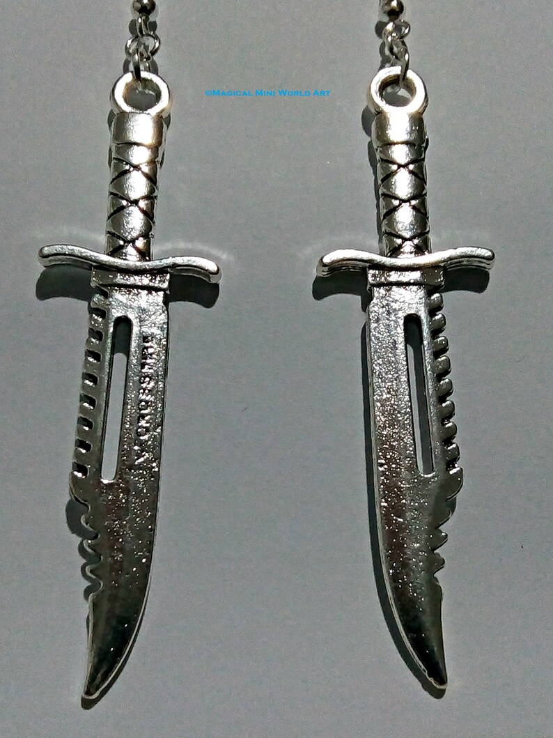 Silver 6.5cm Long Knife Dagger Earrings. 5 Ear wires to choose Etsy