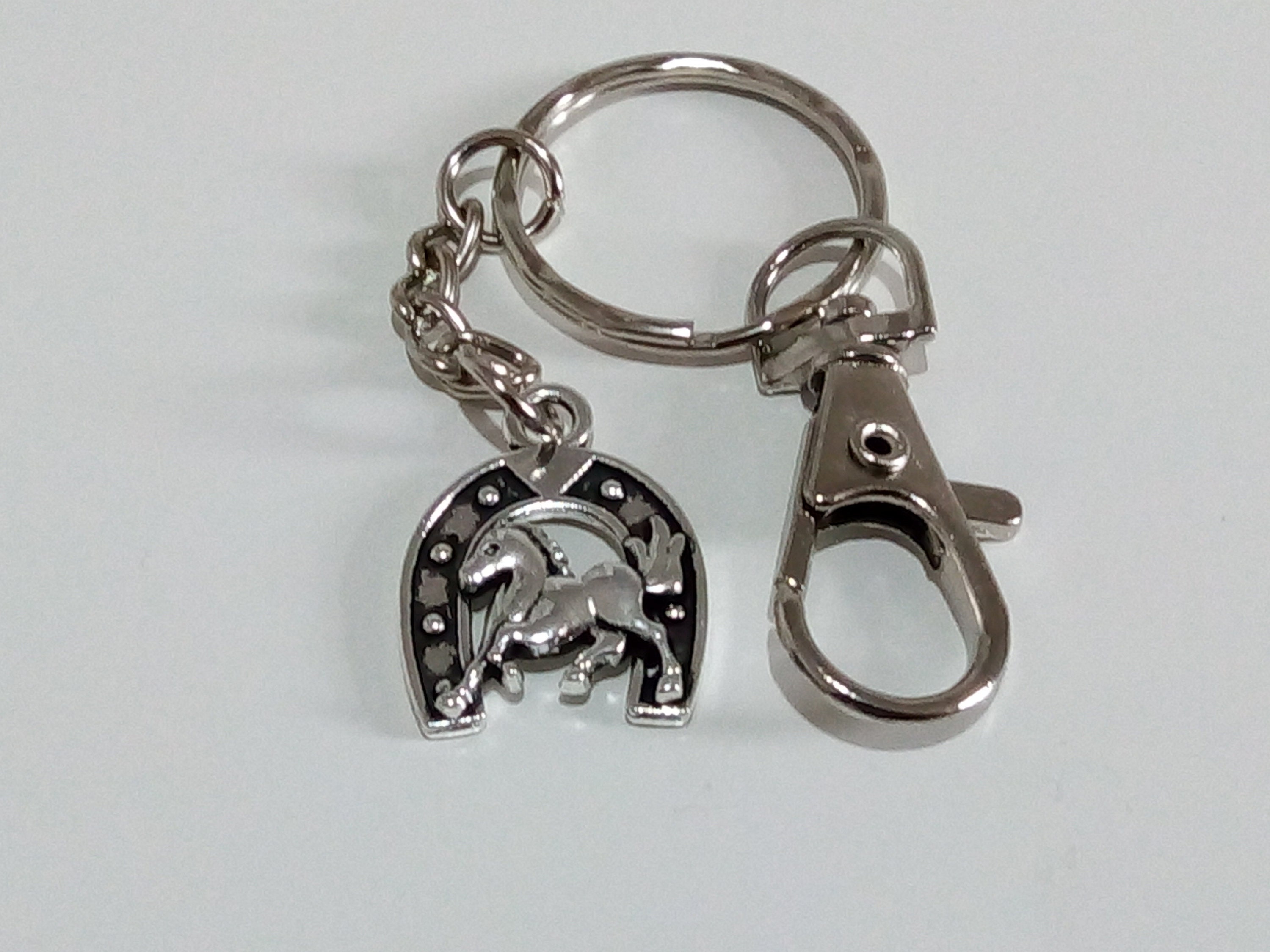 Keychain Silver Horse Shoe Pendant on Keyring Unique perfect Etsy