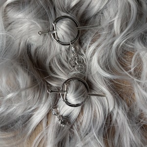 Silver Long Sword Hair Pin with Dragons to choose from. Unique Addition for Medieval Dress & Cosplay. OOAK Jewellery handmade in the UK
