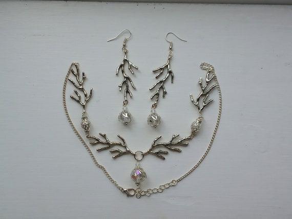 Magical Jewellery Set: Crystal Necklace and Earrings with closures to choose from. Fairycore Gift. Unique Jewellery Handmade in UK