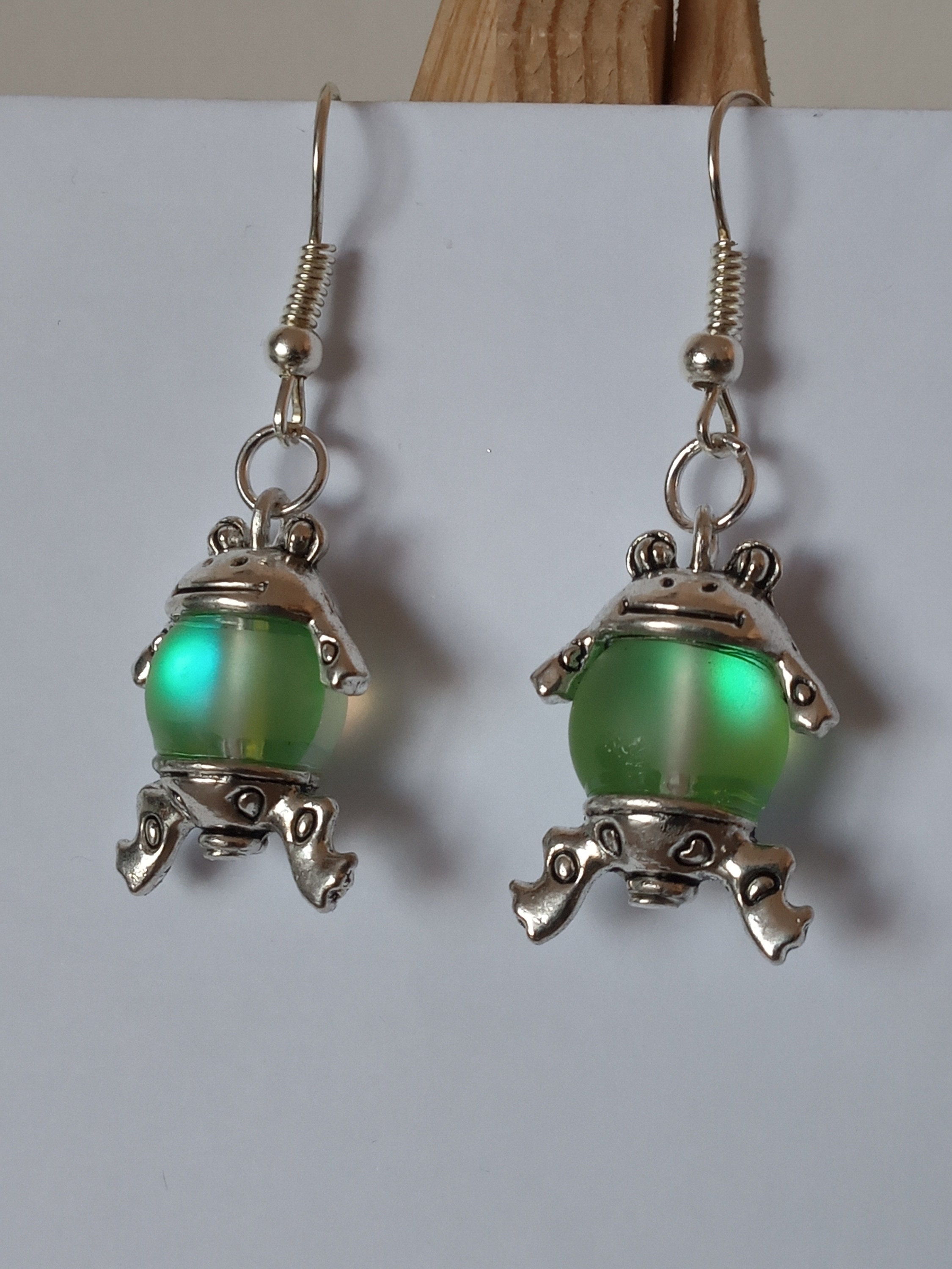 Green Frog Earrings With Mystic Aura Quartz. 8 Types of - Etsy UK