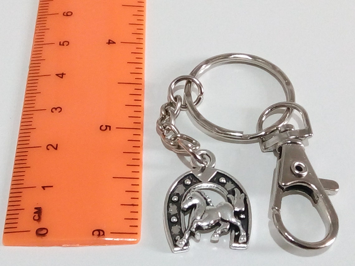 Keychain Silver Horse Shoe Pendant on Keyring Unique perfect Etsy España