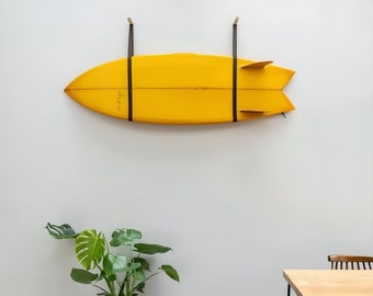 Oak and Leather Surfboard Rack.
