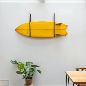 Oak and Leather Surfboard Rack.