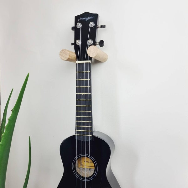 Oak Floating Ukulele Holder Wall Mount / minimalist simple Ukulele / Guitar rack