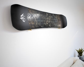 Floating Snowboard Holder Wall Mount | Solid Brass snowboard rack wall decor. BOARD ONLY - May not be suitable for boards with bindings