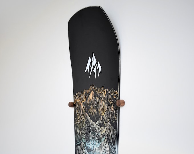 Floating Snowboard Holder | Snowboard Wall Mount | Wood snowboard rack | Solid Walnut