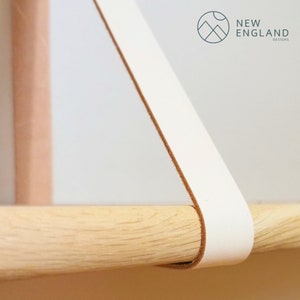 Leather Shelf Straps (Pair) | Floating shelf straps real Leather