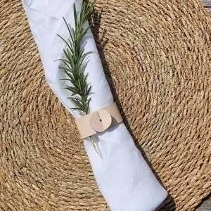 Napkin rings, wedding table, Summer BBQ leather handmade table dressing.