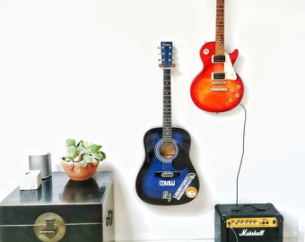 Floating Guitar Holder Wall Mount WALNUT / minimalist simple guitar rack