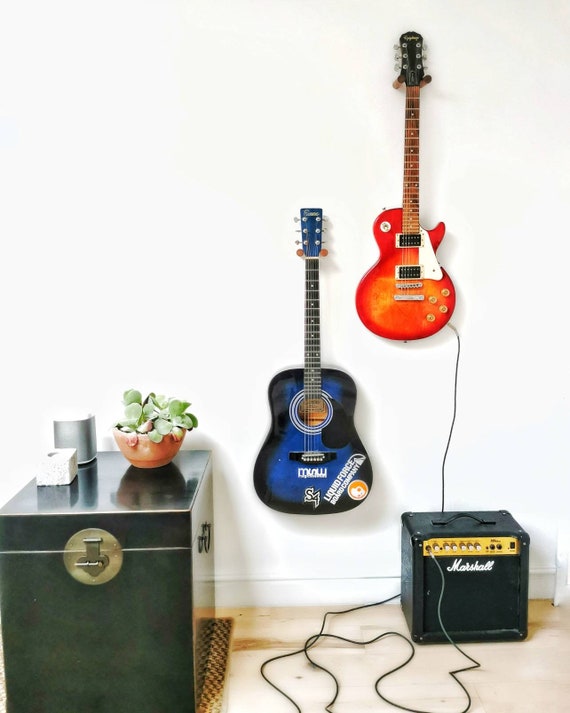 Floating Guitar Holder Wall Mount WALNUT Minimalist Simple