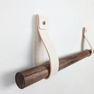 Oak & Leather towel holder / towel rail image 1