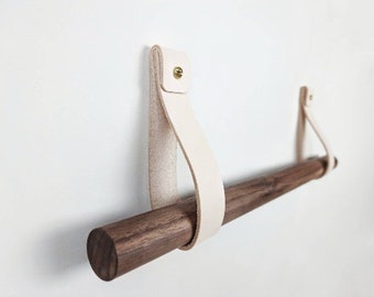 Oak & Leather towel holder / towel rail