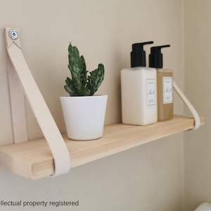 Shelf Straps Natural Leather |  Floating Shelf Leather Straps
