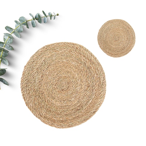 Rattan Placemat and coaster/ Wicker placemat - Boho Style.