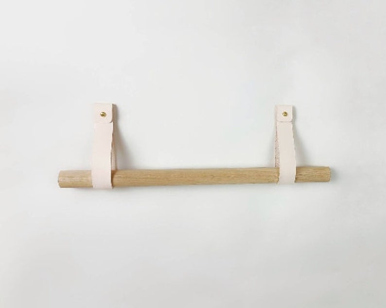 Oak & Leather towel holder / towel rail image 4