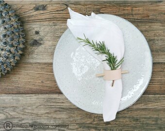 Napkin rings Leather Strap and Birch, handmade table dressing.