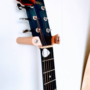 Oak & Leather Guitar Holder Wall Mount Guitar Stand. image 6