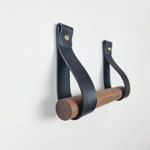 Oak & Leather toilet roll holder