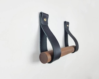 Oak & Leather toilet roll holder