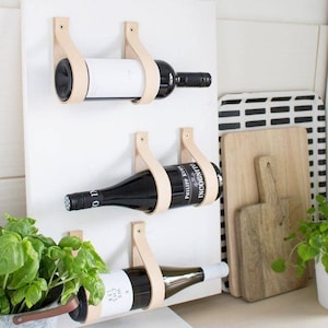 Leather Strap Wine Rack. One bottle set. image 2