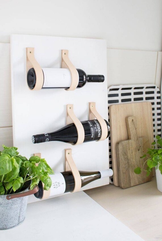 Metal and online leather wine rack