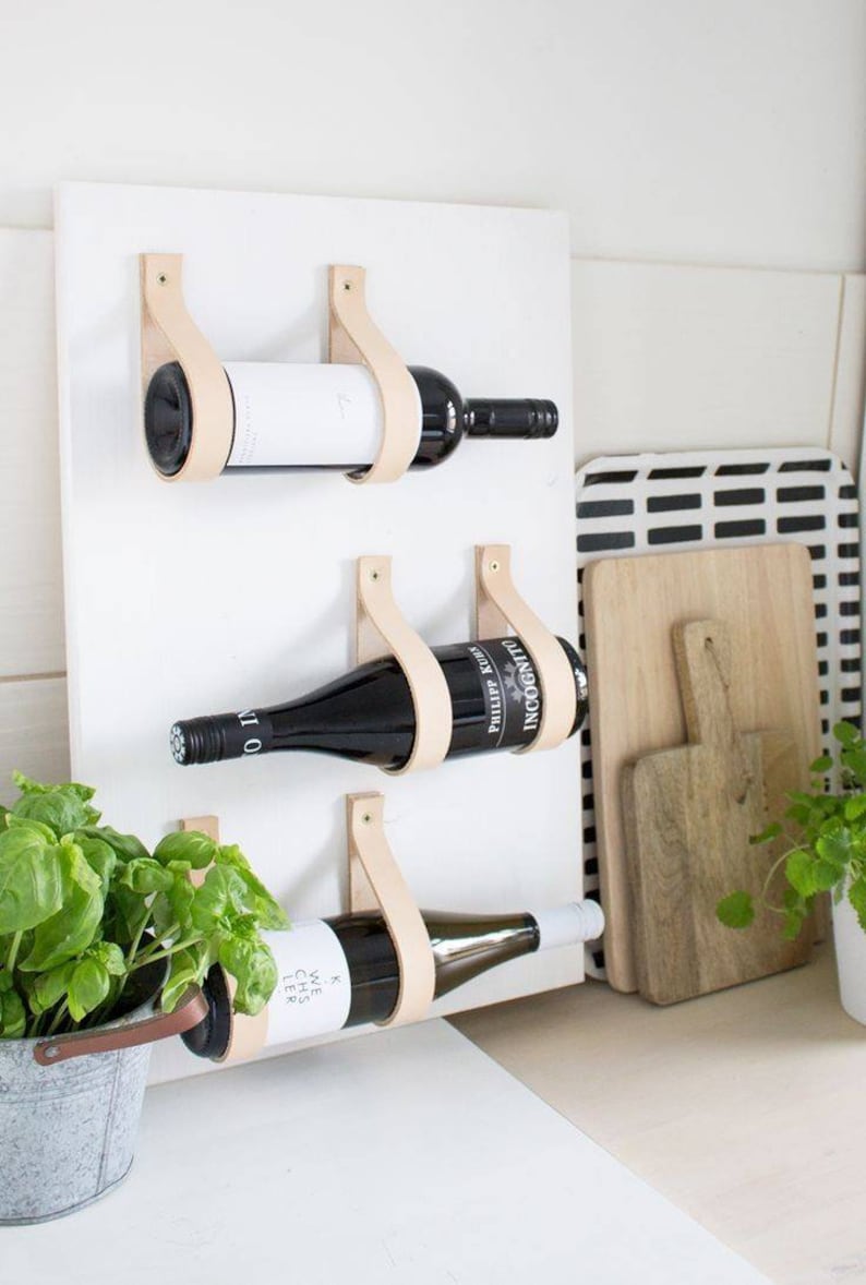 Leather Strap Wine Rack. One bottle set. image 2